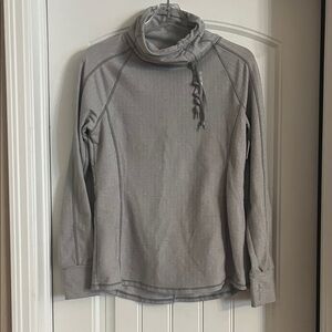 Kyodon Gray Pullover with adjustable Cowl Neck herringbone sz M thumbholes
